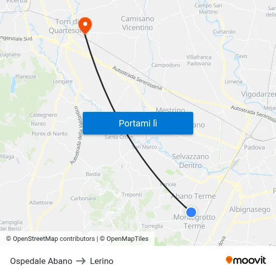 Ospedale Abano to Lerino map