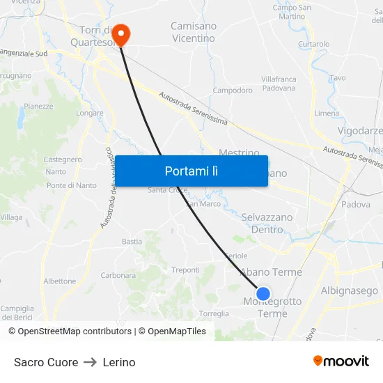 Sacro Cuore to Lerino map