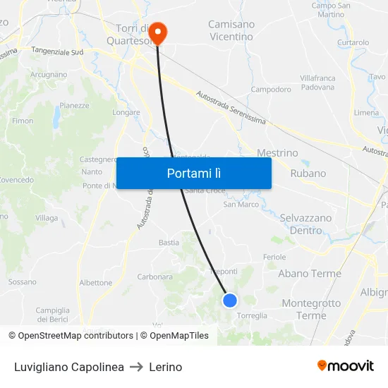 Luvigliano Capolinea to Lerino map
