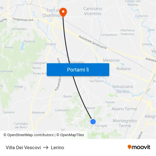 Villa Dei Vescovi to Lerino map