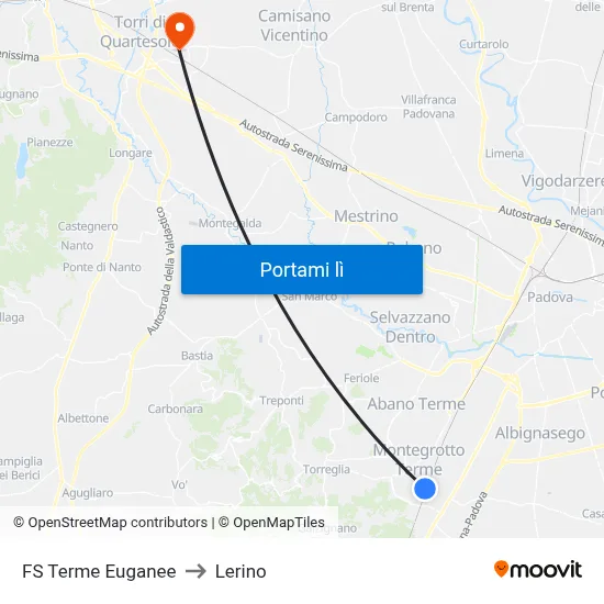 FS Terme Euganee to Lerino map