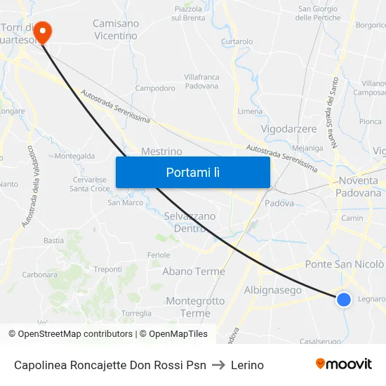 Capolinea Roncajette Don Rossi Psn to Lerino map
