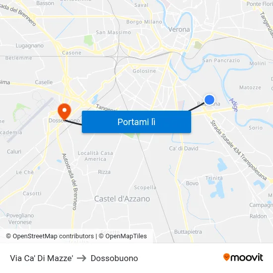Via Ca' Di Mazze' to Dossobuono map