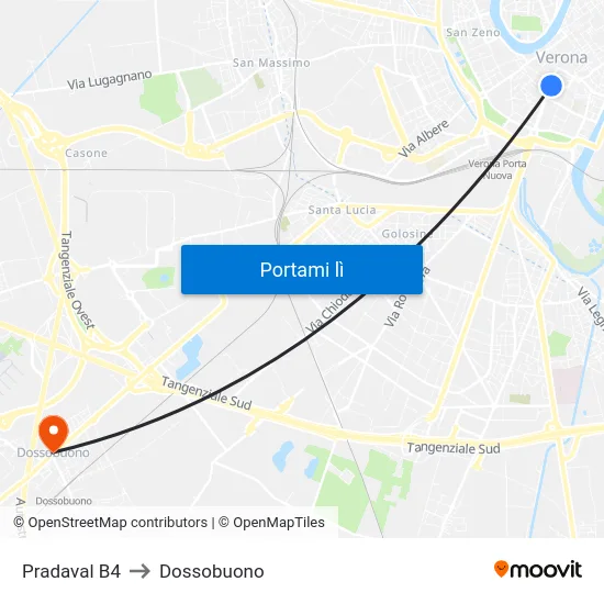 Pradaval B4 to Dossobuono map