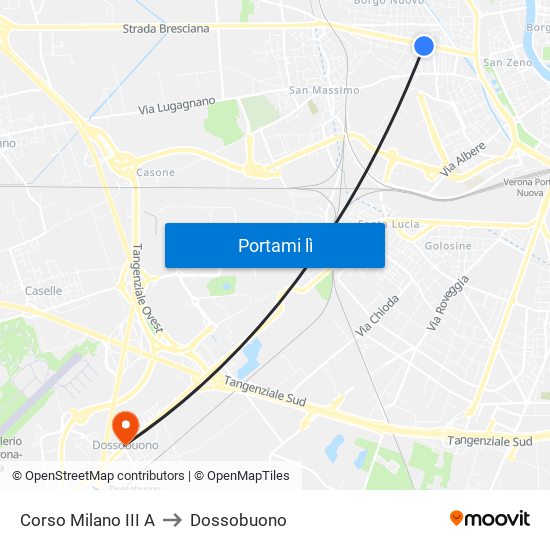 Corso Milano III A to Dossobuono map