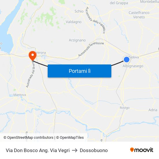 Via Don Bosco Ang. Via Vegri to Dossobuono map