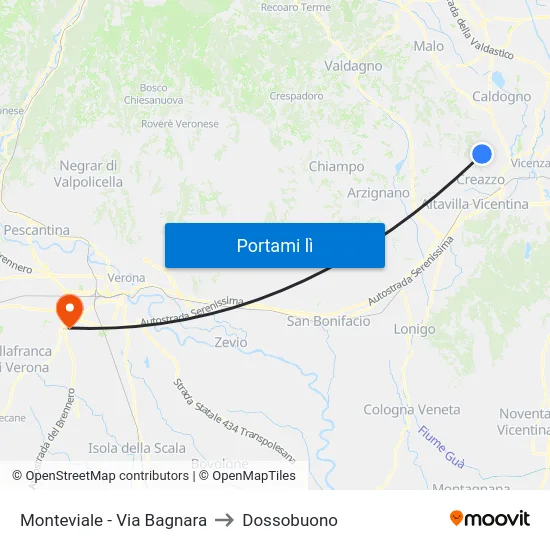 Monteviale - Via Bagnara to Dossobuono map