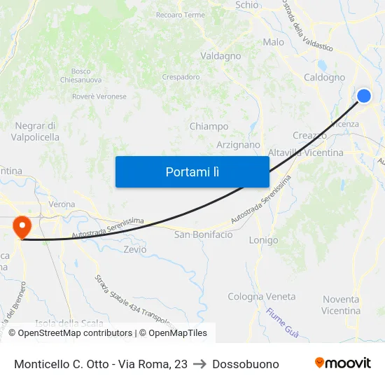 Monticello C. Otto - Via Roma, 23 to Dossobuono map