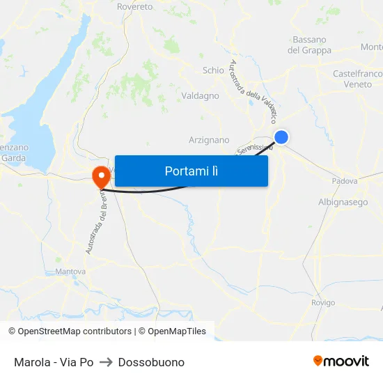 Marola - Via Po to Dossobuono map