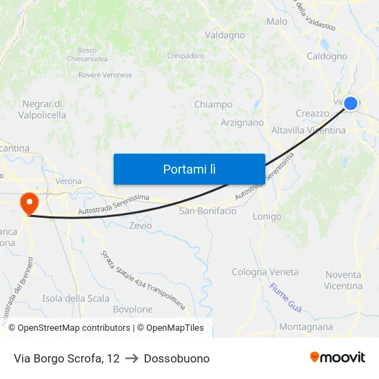 Via Borgo Scrofa, 12 to Dossobuono map