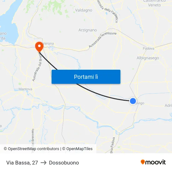 Via Bassa, 27 to Dossobuono map