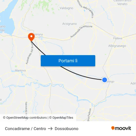 Concadirame / Centro to Dossobuono map