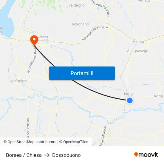 Borsea / Chiesa to Dossobuono map