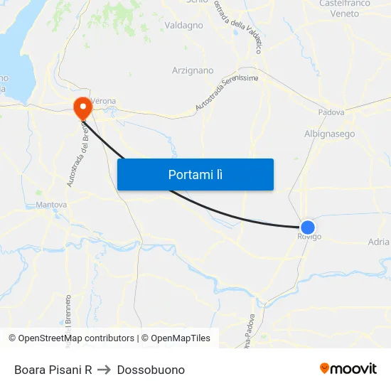 Boara Pisani R to Dossobuono map