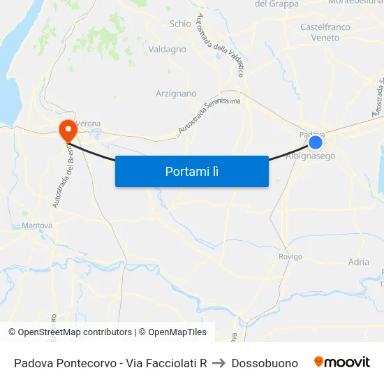 Padova Pontecorvo - Via Facciolati R to Dossobuono map