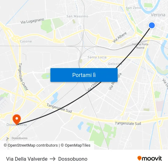 Via Della Valverde to Dossobuono map