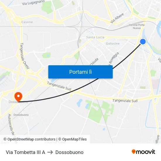 Via Tombetta III A to Dossobuono map