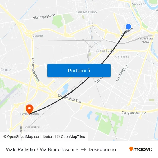 Viale Palladio / Via Brunelleschi B to Dossobuono map