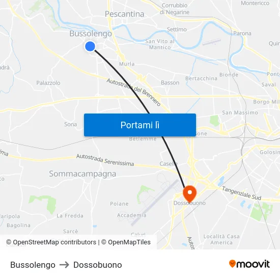 Bussolengo to Dossobuono map
