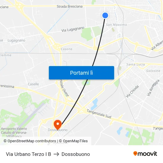 Via Urbano Terzo I B to Dossobuono map