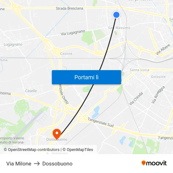 Via Milone to Dossobuono map