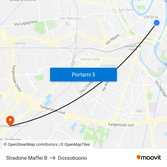 Stradone Maffei B to Dossobuono map