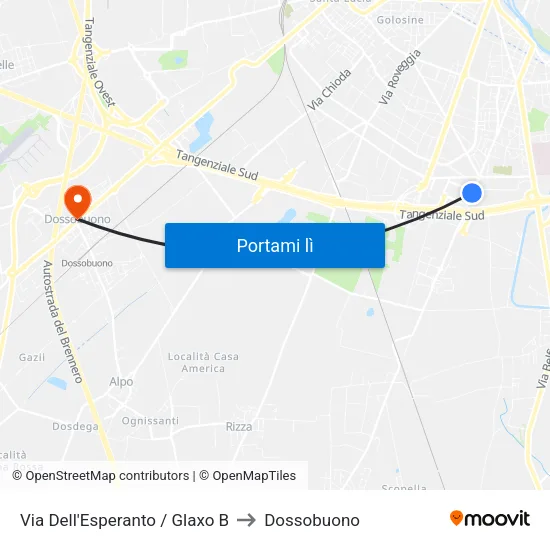 Via Dell'Esperanto / Glaxo B to Dossobuono map