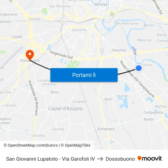 San Giovanni Lupatoto - Via Garofoli IV to Dossobuono map