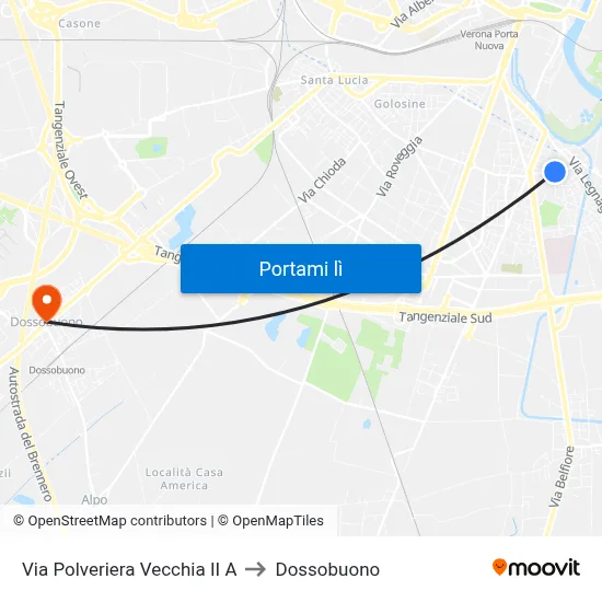 Via Polveriera Vecchia II A to Dossobuono map