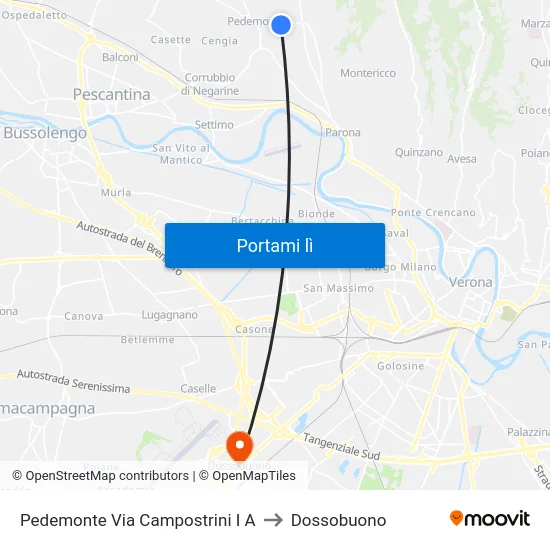 Pedemonte Via Campostrini I A to Dossobuono map