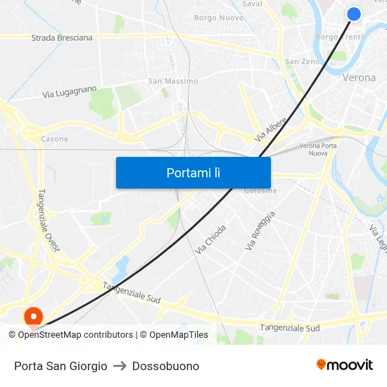 Porta San Giorgio to Dossobuono map
