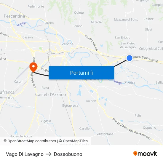 Vago Di Lavagno to Dossobuono map