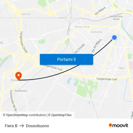 Fiera B to Dossobuono map