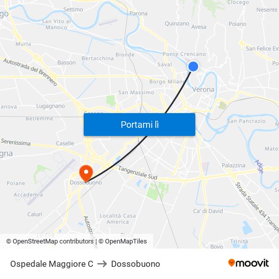 Ospedale Maggiore C to Dossobuono map