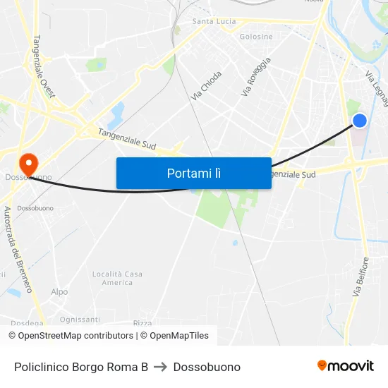 Policlinico Borgo Roma B to Dossobuono map