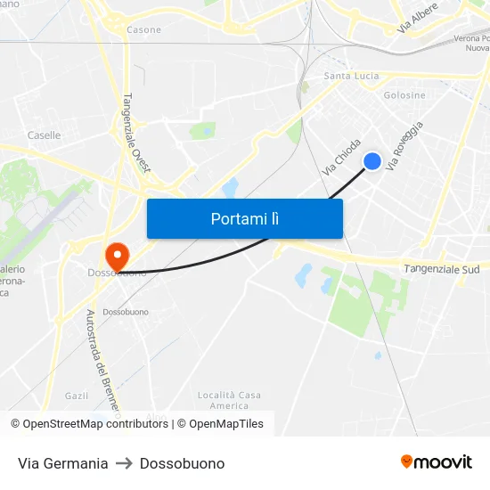 Via Germania to Dossobuono map