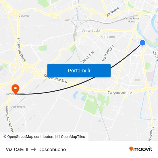 Via Calvi II to Dossobuono map