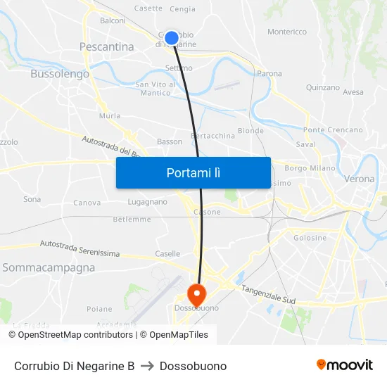 Corrubio Di Negarine B to Dossobuono map