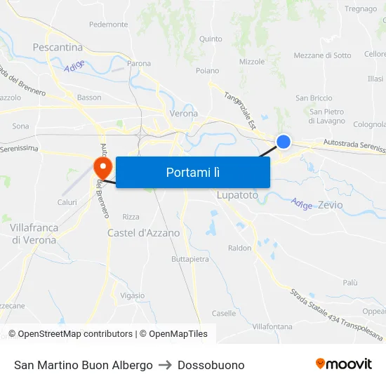 San Martino Buon Albergo to Dossobuono map
