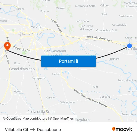 Villabella Cif to Dossobuono map