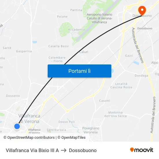 Villafranca Via Bixio III A to Dossobuono map
