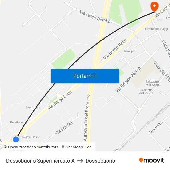 Dossobuono Supermercato A to Dossobuono map