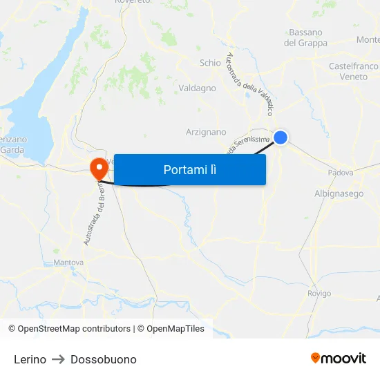 Lerino to Dossobuono map