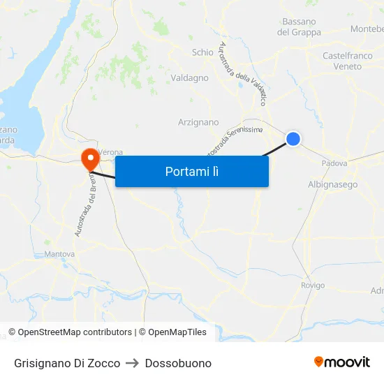 Grisignano Di Zocco to Dossobuono map