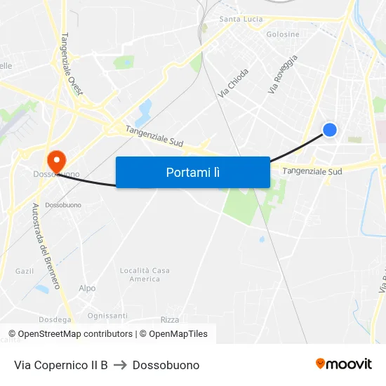 Via Copernico II B to Dossobuono map