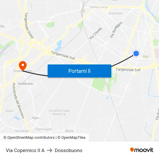 Via Copernico II A to Dossobuono map