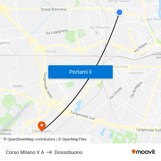 Corso Milano V A to Dossobuono map