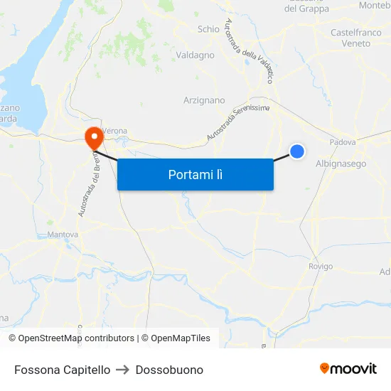 Fossona Capitello to Dossobuono map