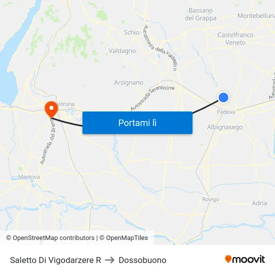 Saletto Di Vigodarzere R to Dossobuono map