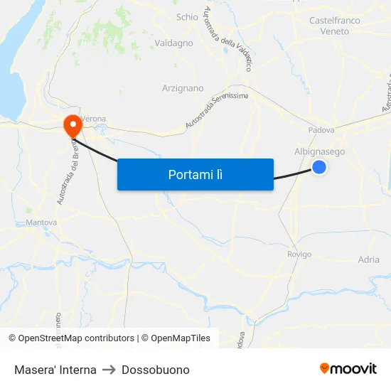Masera' Interna to Dossobuono map